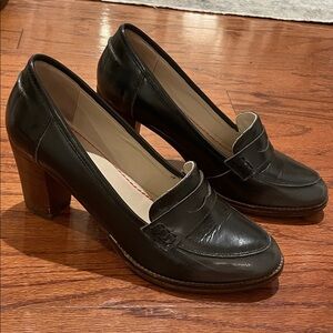 Classic Dark Navy Leather Women's Heels